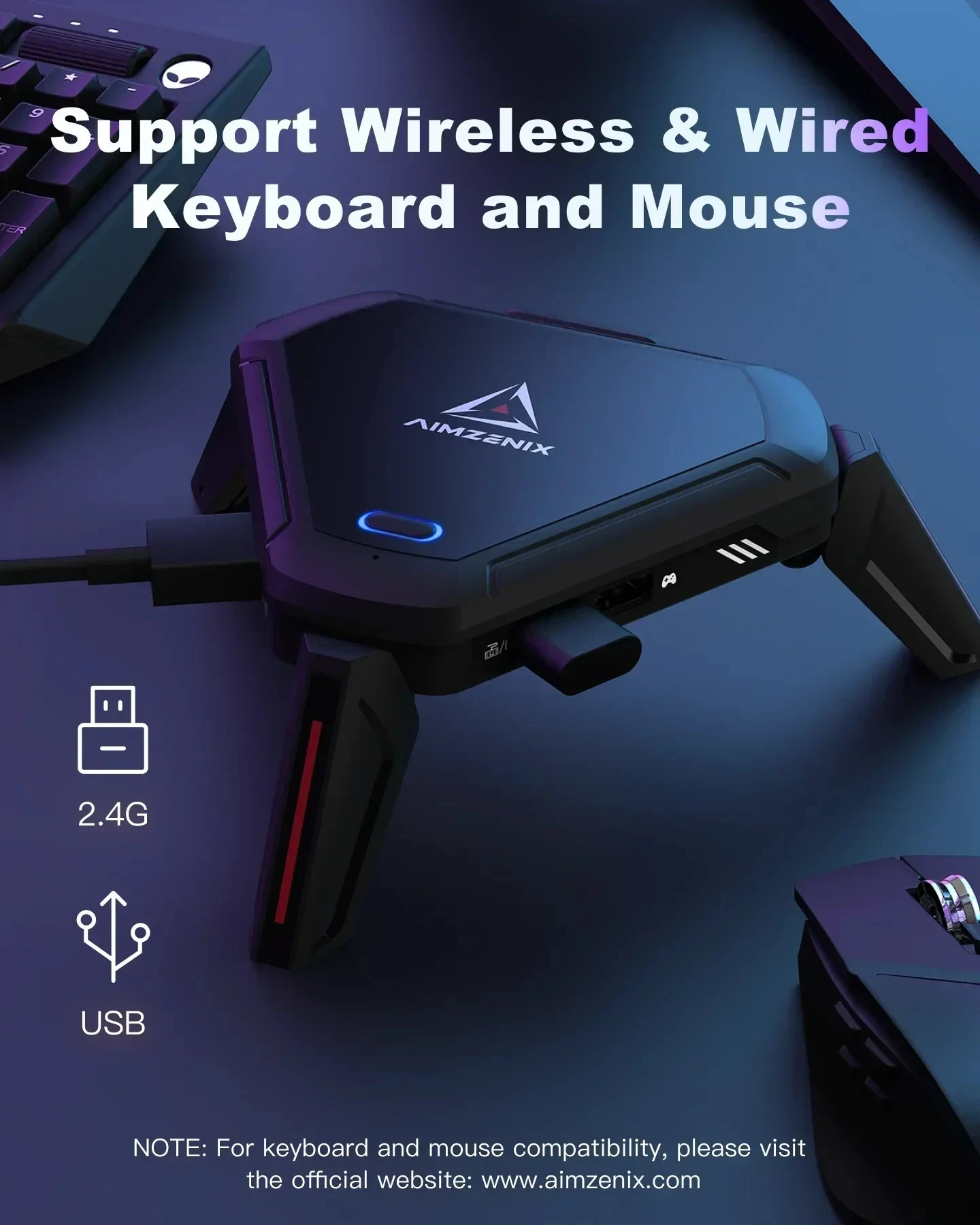 AIMZENIX AX600 MONSTER Pro Keyboard & Mouse Adapter for PS5/PS4/Xbox Series X|S/Xbox One/Switch - Supports 3.5mm Headset & Mobil - Image 6