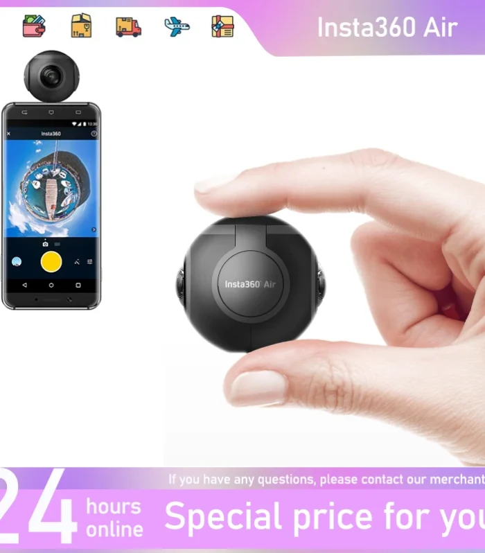 Insta360 Air Action Camera - Mini 360 Panoramic Camera Plug and Play for Android Phone PC 360 Webcam 360 Live 2K Video 3K Photo