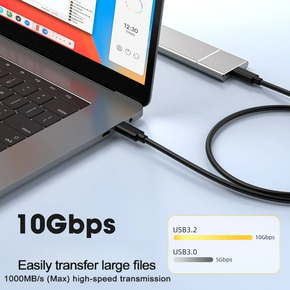 USB3.2 Gen2 10Gbps Type C Cable USB C to Type-C 3.2 Data Transfer USB C SSD Hard Disk Cable PD 60W 3A Quick Charge Charge Cable - Image 3