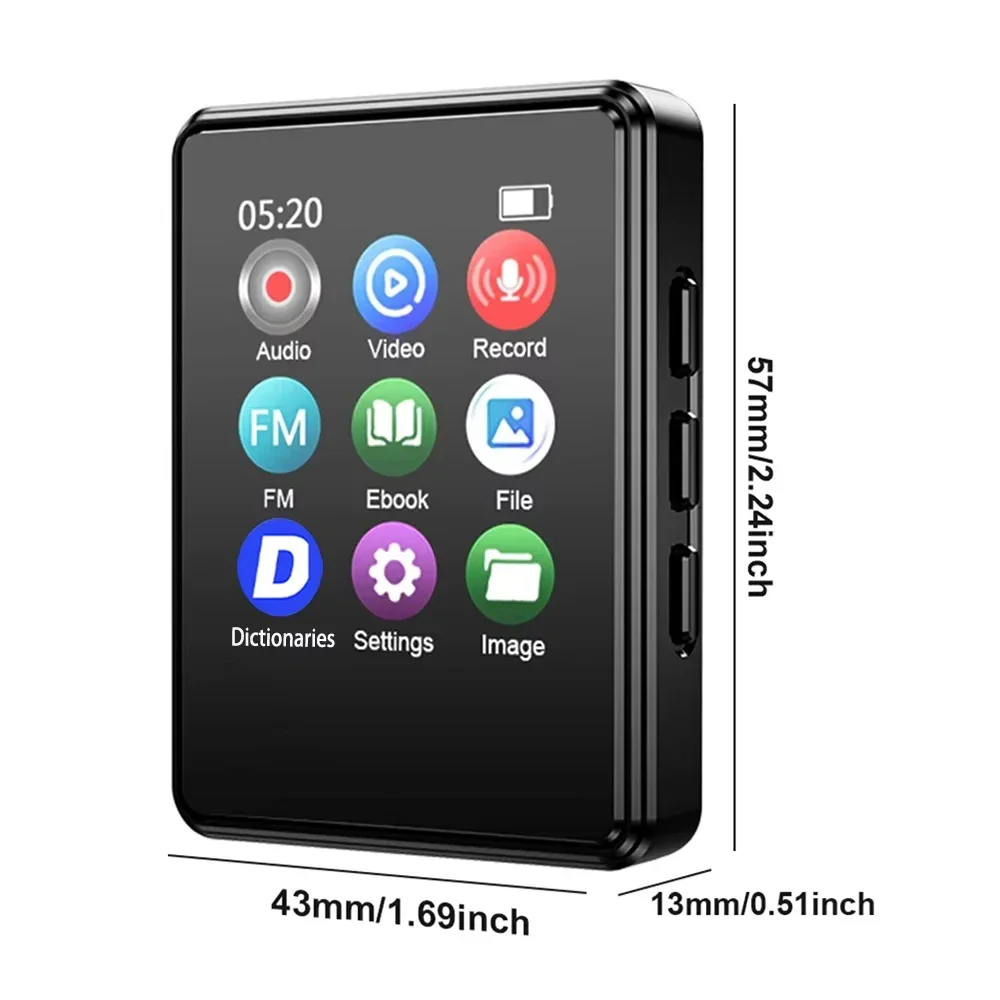 1.8inch Touch Screen MP3 Music Player Portable HIFI MP4 Player Bluetooth 5.0 HIFI Sound for E-book FM Radio Recording Video Play - Image 6